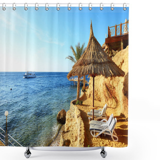 Personality  Sunrise And Beach At The Luxury Hotel, Sharm El Sheikh, Egypt Shower Curtains