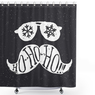 Personality  Santa Vintage Sunglasses And Moustache Shower Curtains