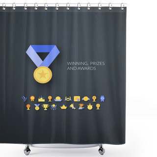 Personality  Winning, Prizes And Awards Icons Shower Curtains