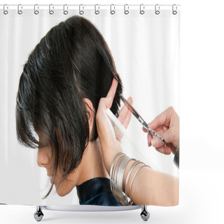 Personality  Hairdresser Cutting Hair Shower Curtains