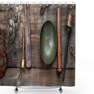 Personality  Tibetan Singing Bowl And Other Religious Ritual Instruments For  Shower Curtains