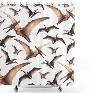 Personality  Realistic Watercolor Dinosaurs Shower Curtains