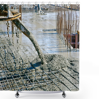 Personality  Concrete Pouring In Commercial Construction Shower Curtains