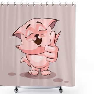 Personality  Cat Thumb Up Shower Curtains