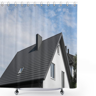 Personality  Modern Roof Covered With Tile Effect PVC Coated Brown Metal Roof Sheets. Shower Curtains