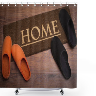 Personality  Brown Carpet Doormat With Text Home Shower Curtains