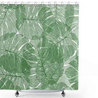Personality  Seamless Palm Tree Leaves Pattern Shower Curtains