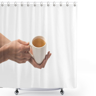 Personality  Cup Of Herbal Tea In Hands Shower Curtains