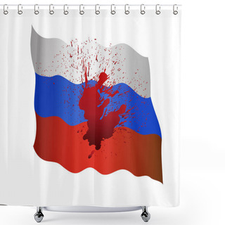 Personality  Illustration Of Russian Flag With Blood Isolated On White Shower Curtains