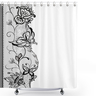 Personality  Lace With  Butterflies And Flowers Shower Curtains