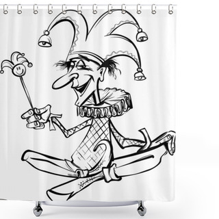Personality  Jester Or Joker Cartoon Illustration Shower Curtains