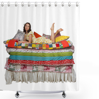 Personality  Princess And The Pea Isolated White Background Shower Curtains