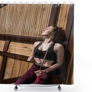 Personality  Woman With Jumping Rope Shower Curtains