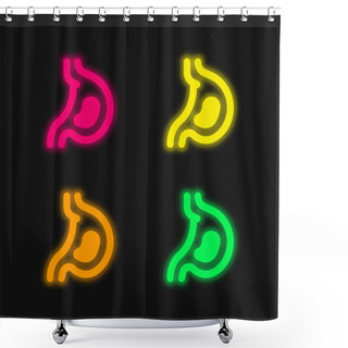 Personality  Acid Four Color Glowing Neon Vector Icon Shower Curtains