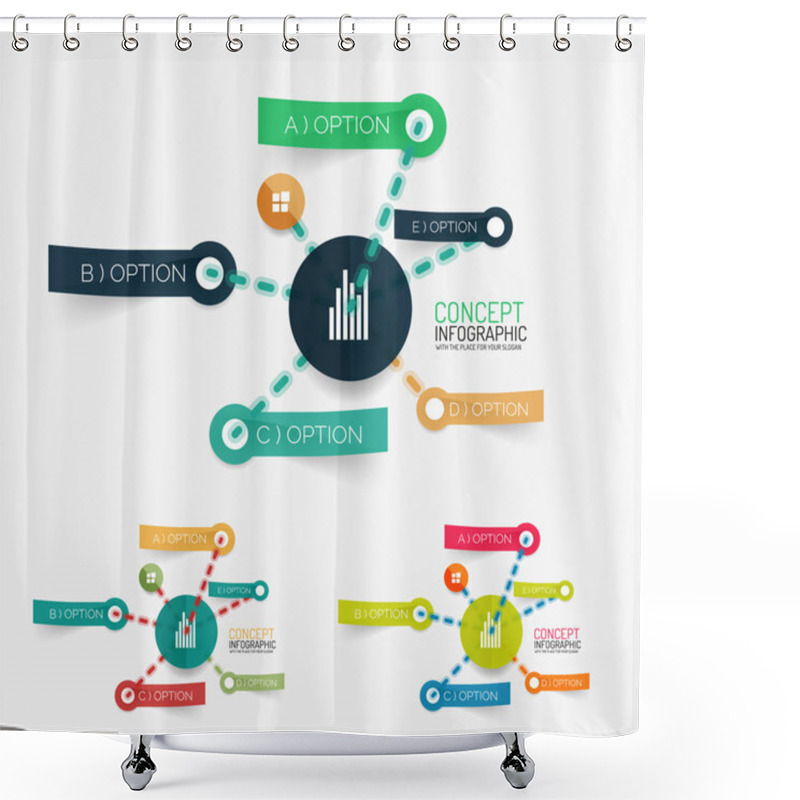 Personality  Vector Sticker Infographic Sheme Set Shower Curtains