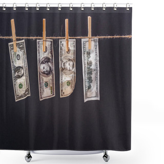 Personality  Dollar Banknotes Hanging On Rope  Shower Curtains