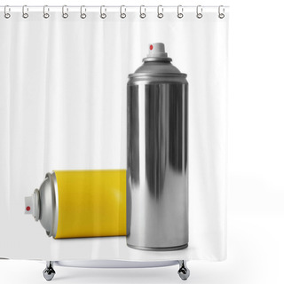 Personality  Cans Of Different Spray Paints On White Background Shower Curtains