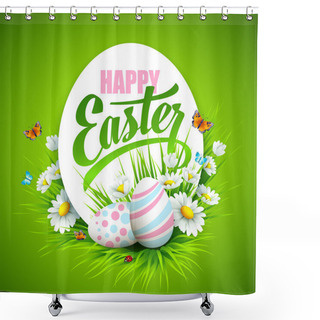 Personality  Easter Greeting. Vector Illustration Shower Curtains