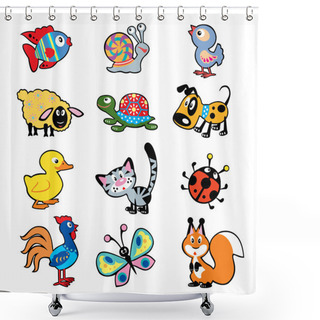 Personality  Simple Children Picture With Animals Shower Curtains