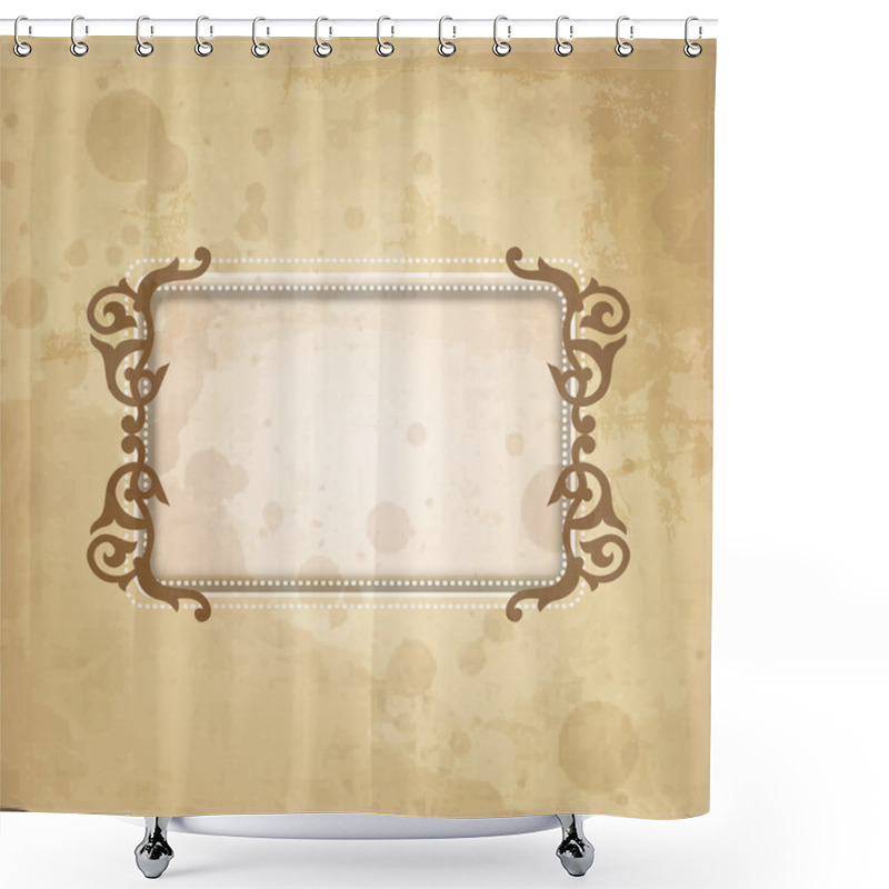 Personality  Vintage frame vector illustration   shower curtains
