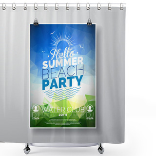Personality  Vector Party Flyer Poster Template On Summer Beach Theme With Abstract Shiny Background. Shower Curtains