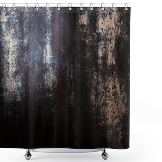 Personality  Top View Of Grungy Rusted Metal Template For Background Shower Curtains