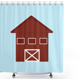 Personality  Vector Image Of A Brown Barn. Buildings And Farms. Simple Picture Shower Curtains