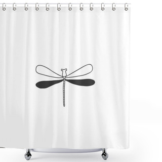 Personality  Vector Insect Icon, A Dragonfly, Flier. Minimal Hand Drawn Illustration. Shower Curtains