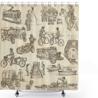 Personality  An Hand Drawn, Freehand Drawing, Collection - Transport Shower Curtains