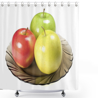 Personality  Apples On Plate Shower Curtains