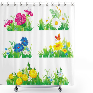 Personality  Flowers And Grass Shower Curtains