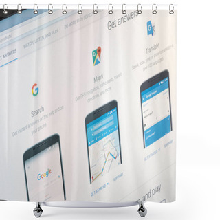 Personality  Paris, France - June 14 2017 : Close-up On Google Applications (maps, Translate, Search, Chrome) For Android Phones And Tablets. Google Is An American Multinational Corporation Specializing In Interne Shower Curtains