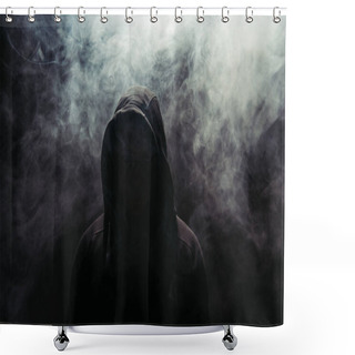 Personality  Silhouette Of Hooligan On Black Background With Smoke  Shower Curtains