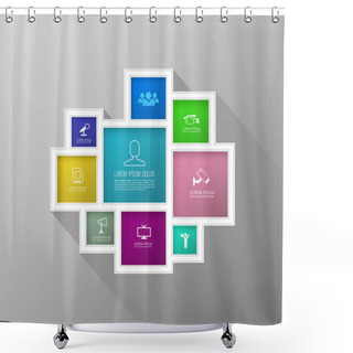 Personality  Vector Square Colour Group With Icons Number For Brochure Shower Curtains