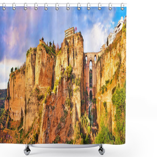 Personality  Panoramic View Of The City Of Ronda In Andalusia, Spain Shower Curtains