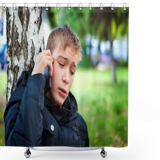Personality  Teenager With Cellphone Shower Curtains