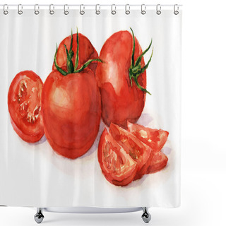 Personality  Watercolor Tomatoes Shower Curtains
