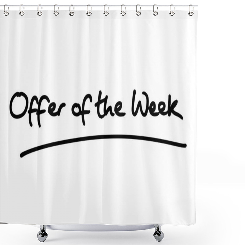 Personality  Offer Of The Week Handwritten On A White Background. Shower Curtains
