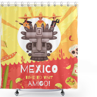 Personality  Mexico Travel Poster  Shower Curtains