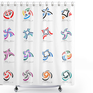 Personality  Design Elements Set With Rotatory Movement. Shower Curtains