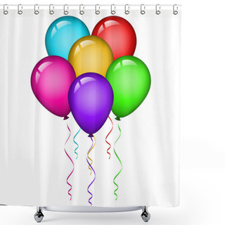Personality  Vector Illustration Of Colorful Balloons Shower Curtains