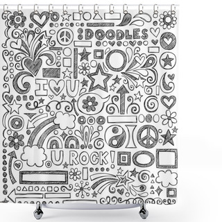 Personality  Sketchy Doodle Back To School Vector Design Elements Shower Curtains
