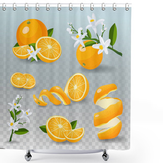 Personality  Fresh Orange Fruit Set. Juicy Oranges Isolated On Checked Background. Shower Curtains