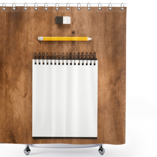 Personality  Pencil And Notebook On Table Shower Curtains