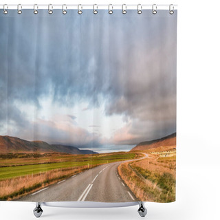 Personality  Sunset Over Amazing Road Across The Mountains Shower Curtains