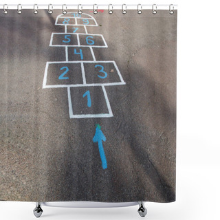 Personality  Multicolored Classics Painted On The Tarmac Of The Schoolyard. Shower Curtains