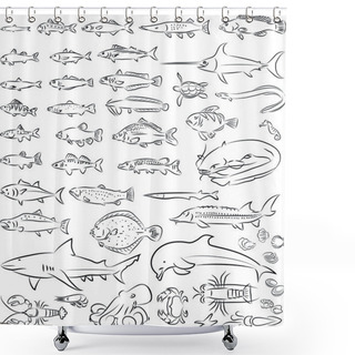 Personality  Sea Fishes And Creatures Shower Curtains