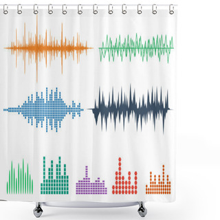 Personality  Music Soundwave Icons Set. Shower Curtains