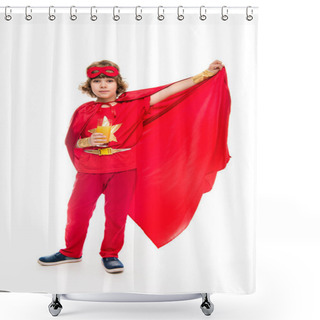 Personality  Superhero Boy With Orange Juice Shower Curtains