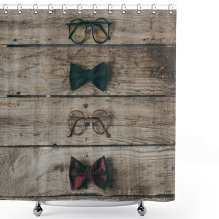 Personality  Stylish Eyeglasses And Bow Ties Shower Curtains